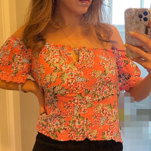 Floral off shoulder tank top summer - Picture 2 of 4
